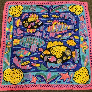 Ken Done 1985 “Group of Fish” Silk scarf